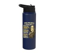 Benjamin Franklin Essential Liberty Quote Stainless Steel Insulated Water Bottle