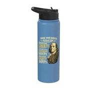 Benjamin Franklin Essential Liberty Quote Stainless Steel Insulated Water Bottle
