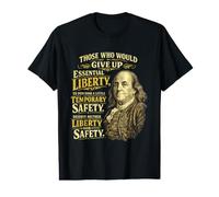Benjamin Franklin Essential Liberty Quote Value Graphic T-Shirt