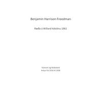 Benjamin Harrison Freedman Ræða á Willard hótelinu 1961: Síonismi og Þýskaland Þróun frá 1916 til 1938