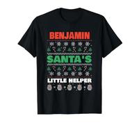 Benjamin Santa's Little Helper Funny Benjamin Name Christmas Value Graphic T-Shirt, Men, Black, M