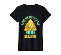 Benjamin Saying Fat Buddah Funny Name Benjamin Value Graphic T-Shirt, Women, Black, XL