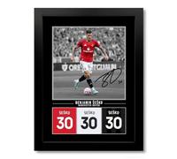 Benjamin Sesko Manchester United Signed Photo Poster Print Picture Display Framed Autograph Memorabilia for Football Fans Gift Man Utd Šeško Slovenia (A4 Black Framed)