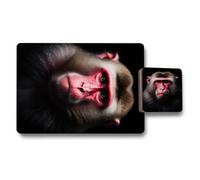 Benjamin Tate Design 12 Piece Placemat And Coaster Set With Monkey Artwork 11X8 Wood Bottom