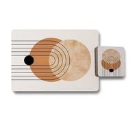 Benjamin Tate Design 12 Piece Placemat And Coaster Set Wood Backed Geometric Circles Designer Artwork Collection Limited Edition