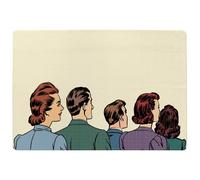 Benjamin Tate Design A Crowd Of Spectators Stand Back Retro Style Pop Art Designer Rug in Natural | Size: Large Benjamin Tate Design Natural Large