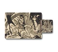 Benjamin Tate Design Abstract Art Placemat And Coaster Set Black Ivory Illustration