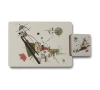 Benjamin Tate Design Abstract Art Placemat And Coaster Set With Wood Backing From Designer Artwork Collection Limited Edition