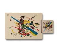 Benjamin Tate Design Abstract Art Placemat Coaster Set With Wood Bottom High End Print Limited Edition Exclusive