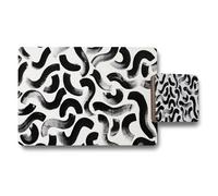 Benjamin Tate Design Abstract Black And White Placemat And Coaster Set For Dining Table