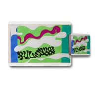 Benjamin Tate Design Abstract Colorful Placemat And Coaster Set Green Pink Art