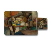 Benjamin Tate Design Abstract Cubist Landscape Placemats And Coasters Set