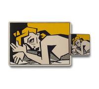 Benjamin Tate Design Abstract Cubist Placemats And Coasters Set With Yellow Art Design