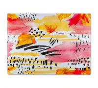 Benjamin Tate Design Abstract Fall Pattern In Bright Autumn Colours Glass Chopping Board in Natural Benjamin Tate Design Natural
