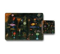 Benjamin Tate Design Abstract Fish Art Placemat And Coaster Set With Dark Gallery Theme