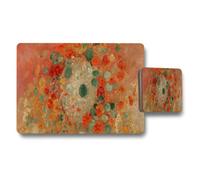 Benjamin Tate Design Abstract Floral Placemats And Coaster Set Orange Green Design