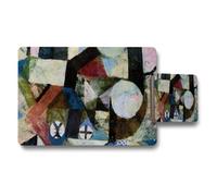 Benjamin Tate Design Abstract Geometric Art Placemat And Coaster Set With Modern Cubist Design