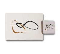 Benjamin Tate Design Abstract Infinity Lines Placemat And Coaster Set Designer Artwork Wood Backing Limited Edition 12-Piece
