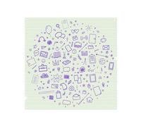 Benjamin Tate Design Abstract Line Pattern With School Supplies Splash Back in Natural Benjamin Tate Design Natural