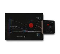 Benjamin Tate Design Abstract Nightfall Placemat And Coaster Set, Wood Base, Designer Artwork Collection, Limited Edition