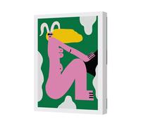 Benjamin Tate Design Abstract Pink Nude Canvas Wall Art Print With Green Background