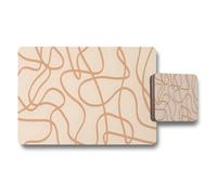 Benjamin Tate Design Abstract Squiggly Line Placemats And Coaster Set In Beige