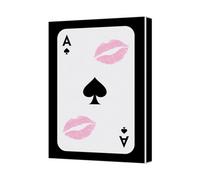Benjamin Tate Design Ace Of Spades Canvas Art Print With Pink Lip Kiss Marks