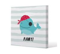 Benjamin Tate Design Ahoy Whale (Canvas Print) / 77 x 77 x 4cm in Natural | Size: 77 x 77 x 4 cm Benjamin Tate Design Natural 77 x 77 x 4 cm