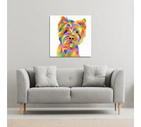 Benjamin Tate Design Amazing Illustration Dog (Canvas Print) / 90 x 90 x 4cm in Natural | Size: 90 x 90 x 4 cm Benjamin Tate Design Natural 90 x 90 x 4 cm