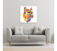Benjamin Tate Design Amazing Illustration Dog Pop Art (Canvas Print) / 101 x 101 x 4cm in Natural | Size: 101 x 101 x 4 cm Benjamin Tate Design Natural 101 x 101 x 4 cm