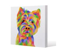 Benjamin Tate Design Amazing Illustration Dog Slim Style Canvas Print 60x60cm in Natural | Size: 60x60 cm Benjamin Tate Design Natural 60x60 cm