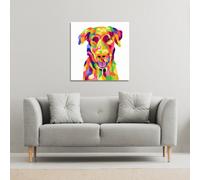 Benjamin Tate Design Amazing Illustration of Dog Pop Art (Canvas Print) / 101 x 101 x 4cm in Natural | Size: 101 x 101 x 4 cm Benjamin Tate Design Natural 101 x 101 x 4 cm