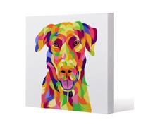 Benjamin Tate Design Amazing Illustration Of Dog Pop Art Slim Style Canvas Print 50X50Cm , 15mm Slim Real Wood.