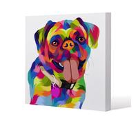 Benjamin Tate Design Amazing Illustration Pop Art Dog Slim Style Canvas Print 50X50Cm , 15mm Slim Real Wood.