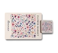 Benjamin Tate Design Amman Flower Market Placemat And Coaster Set Of 12 With Wood Base Designer Artwork Collection Limited Edition