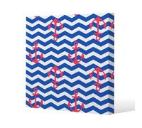 Benjamin Tate Design Anchors on Zig Zag Stripes (Canvas Print) / 61 x 61 x 4cm in Natural | Size: 61 x 61 x 4 cm Benjamin Tate Design Natural 61 x 61 x 4 cm