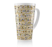 Benjamin Tate Design Ancient Egyptian Hieroglyphs Latte Mug, Stunning Designer Mug Fit For Any Home, Treat Yourself Or A Loved One