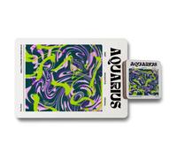Benjamin Tate Design Aquarius Placemat And Coaster Set Designer Artwork Collection Wood Bottom Limited Edition