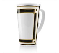 Benjamin Tate Design Art Deco Black & Gold Latte Mug, Stunning Designer Mug Fit For Any Home, Treat Yourself Or A Loved One