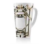 Benjamin Tate Design Art Deco Golden Black Frame Latte Mug, Stunning Designer Mug Fit For Any Home, Treat Yourself Or A Loved One