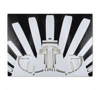 Benjamin Tate Design Art Deco Skyscraper In Black & White Glass Chopping Board in Natural Benjamin Tate Design Natural
