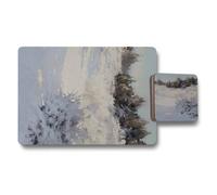 Benjamin Tate Design Artisan Placemats And Coasters Set With Wood Bottom Premium Print Collection Exclusive Edition