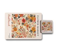 Benjamin Tate Design Ashland Flower Market Placemat And Coaster Set From The Flower Market Collection With Wood Backing Limited Edition