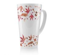 Benjamin Tate Design Autumn Leaves Half Border Latte Mug, Stunning Designer Mug Fit For Any Home, Treat Yourself Or A Loved One