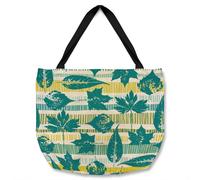 Benjamin Tate Design Autumn Pattern With Leaves On Geometric Tote bat in Natural Benjamin Tate Design Natural