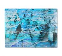 Benjamin Tate Design Battle Of Britain Men Marching Glass Chopping Board in Natural Benjamin Tate Design Natural