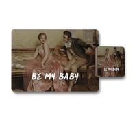 Benjamin Tate Design Be My Baby Vintage Artwork Placemat And Coaster Set With Premium Print Technology