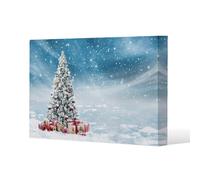 Benjamin Tate Design Beautiful decorated snowed in christmas tree (canvas) / 114 x 77 x 4cm in Natural | Size: 114 x 77 x 4 cm Benjamin Tate Design Natural 114 x 77 x 4 cm