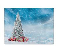 Benjamin Tate Design Beautiful Decorated Snowed In Christmas Tree Dining Glass Chopping Board in Natural Benjamin Tate Design Natural