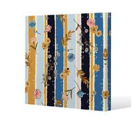 Benjamin Tate Design Beautiful Meadow Flowers On Candy Colorful Brush Stripe Slim Style Canvas Print 40X40Cm , 15mm Slim Real Wood.